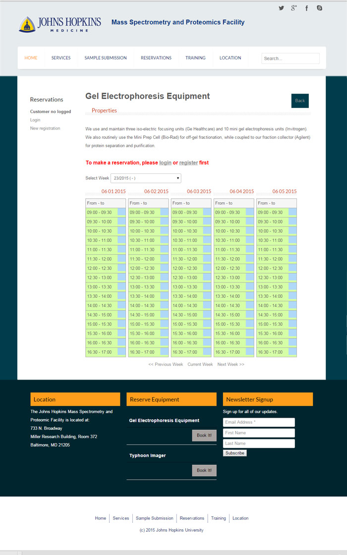 Johns Hopkins Calender